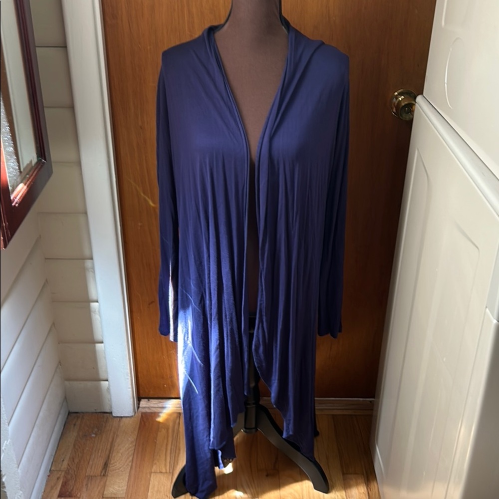 Elegant Blue Draped Cardigan